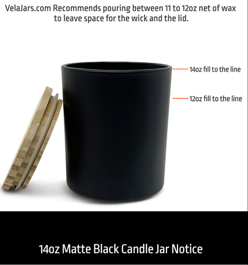 Candle Jar - Matte Black 14oz Candle Jar with Lid Vela Jars
