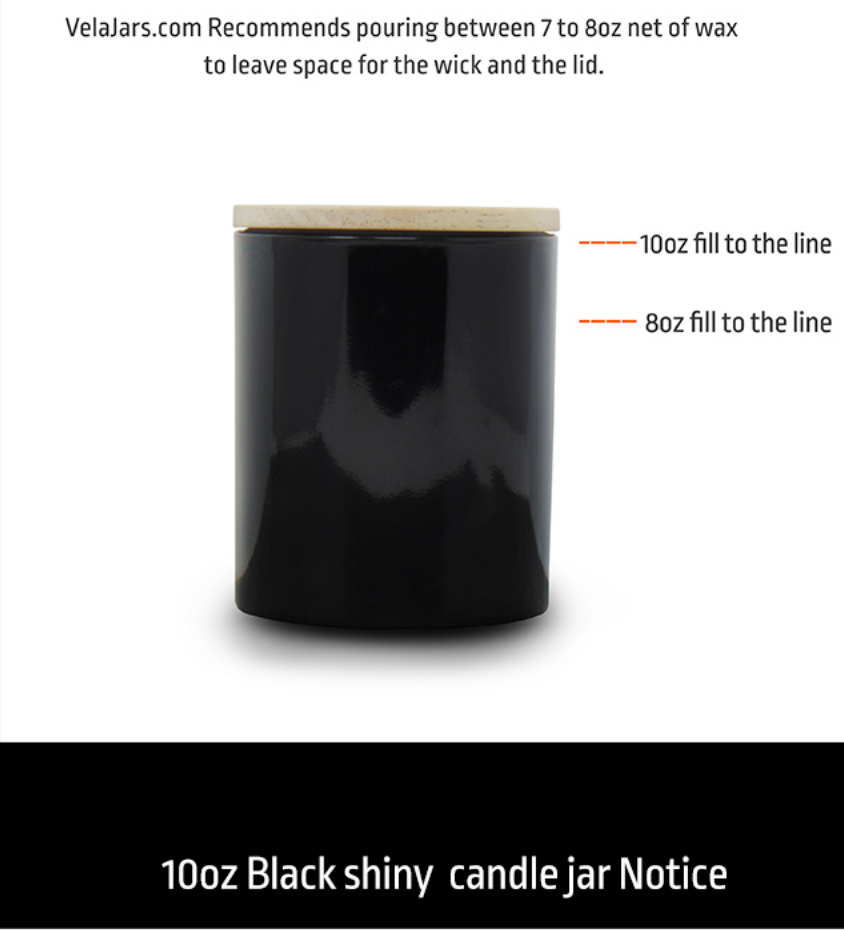 Black Candle Jar - Glossy 7oz Vela Jars